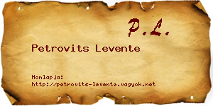 Petrovits Levente névjegykártya