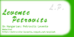 levente petrovits business card